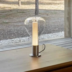 LZF LAMPS Bæredygtige Lamper>LZF Eris LED-bordlampe, glas, aluminium/elfenben