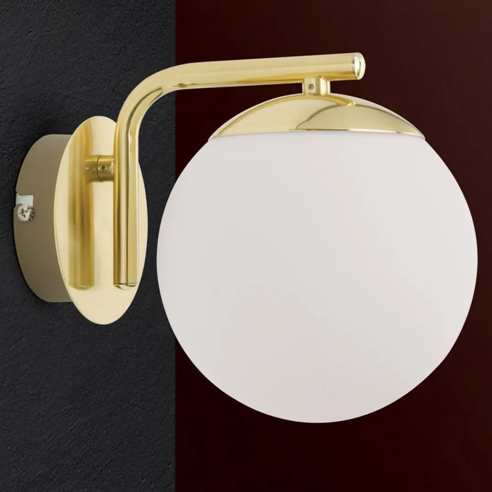 Madis væglampe med glaskugle, mat messing^ORION Online