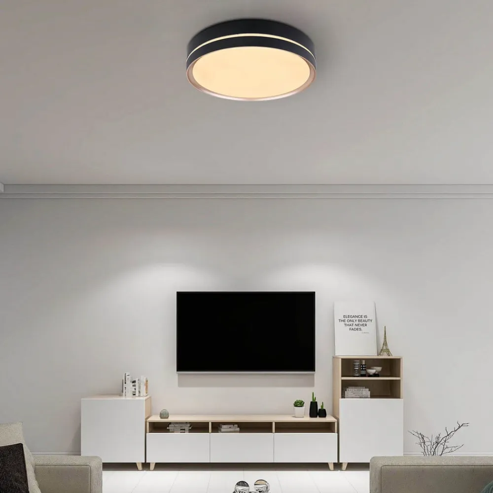 Globo Manni LED-loftlampe, Ø 39 cm, sort/bronzefarvet, CCT