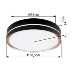 Globo Manni LED-loftlampe, Ø 39 cm, sort/bronzefarvet, CCT