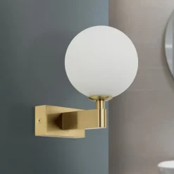 Mara væglampe, messingfarvet, glas, 17,5 cm høj, G9, IP44^ORION Clearance