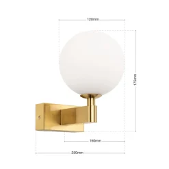 Mara væglampe, messingfarvet, glas, 17,5 cm høj, G9, IP44^ORION Clearance