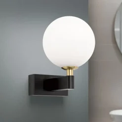 Mara væglampe, sort, glas, 17,5 cm høj, G9, IP44^ORION Sale