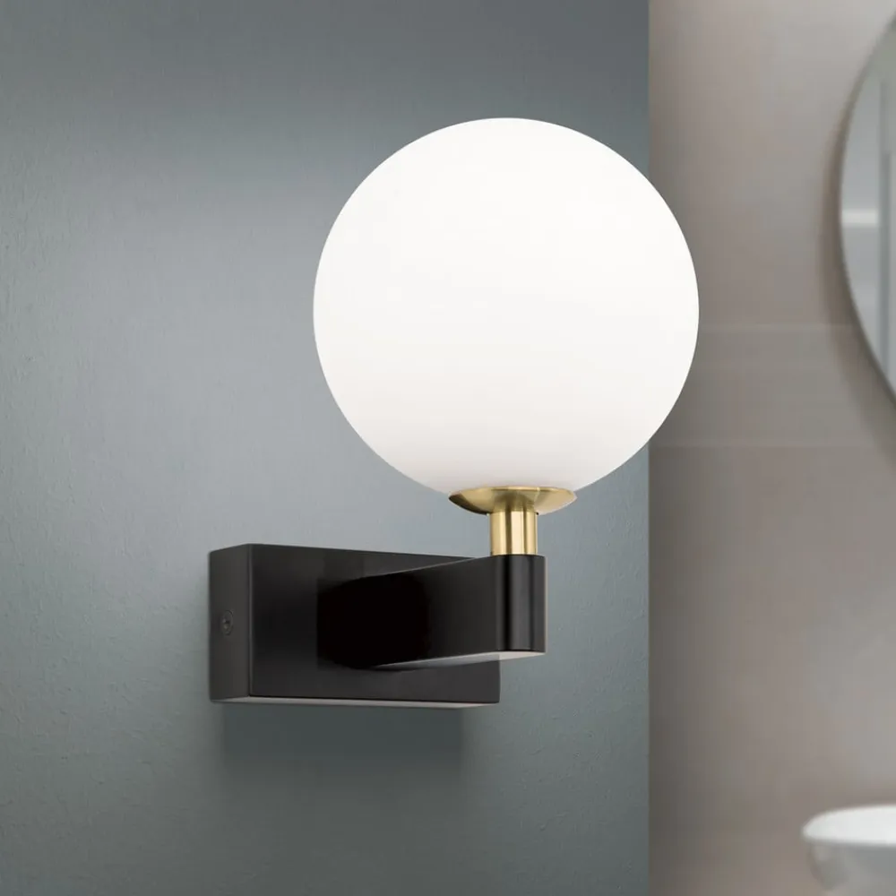 Mara væglampe, sort, glas, 17,5 cm høj, G9, IP44^ORION Sale