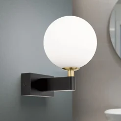 Mara væglampe, sort, glas, 17,5 cm høj, G9, IP44^ORION Sale