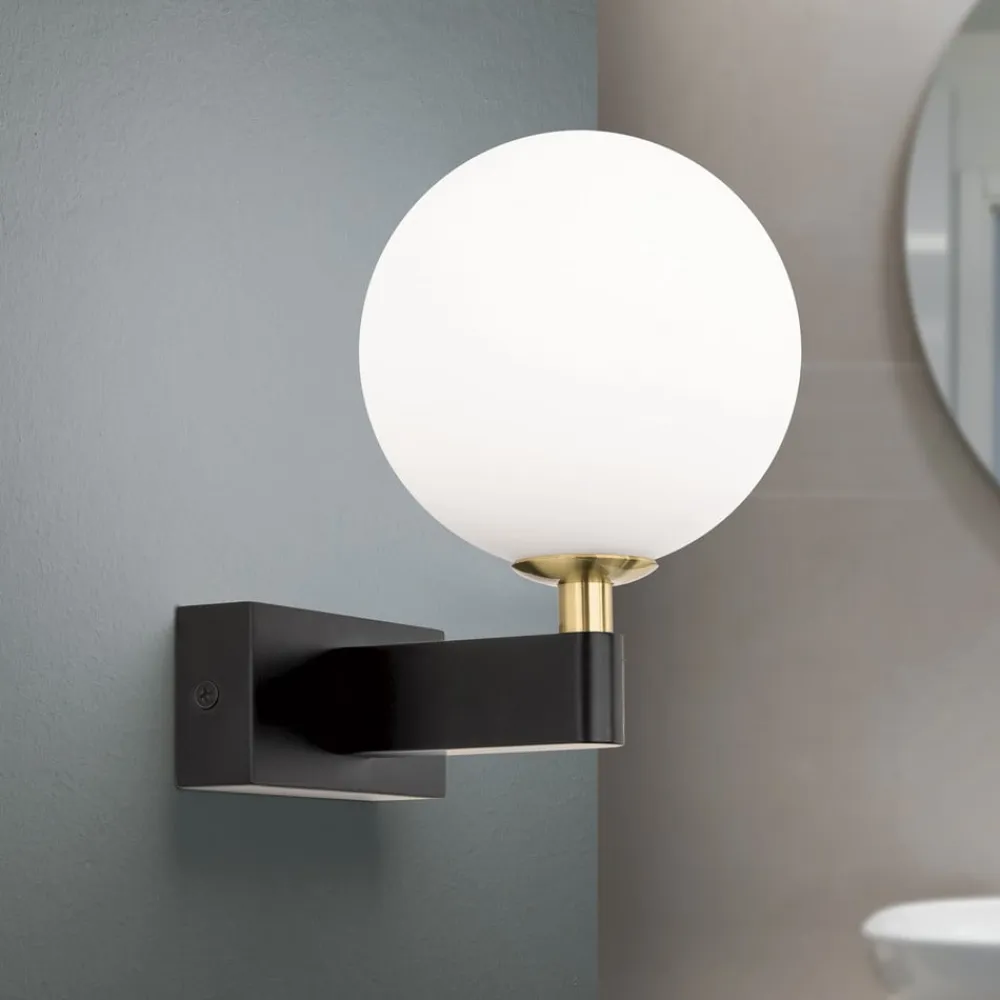 Mara væglampe, sort, glas, 17,5 cm høj, G9, IP44^ORION Sale