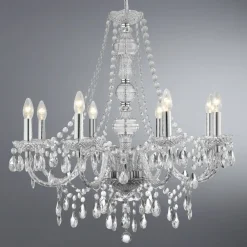 Searchlight Marie Therese lysekrone, krom, 8 lyskilder