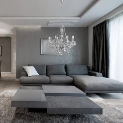 Searchlight Marie Therese lysekrone, krom, 8 lyskilder