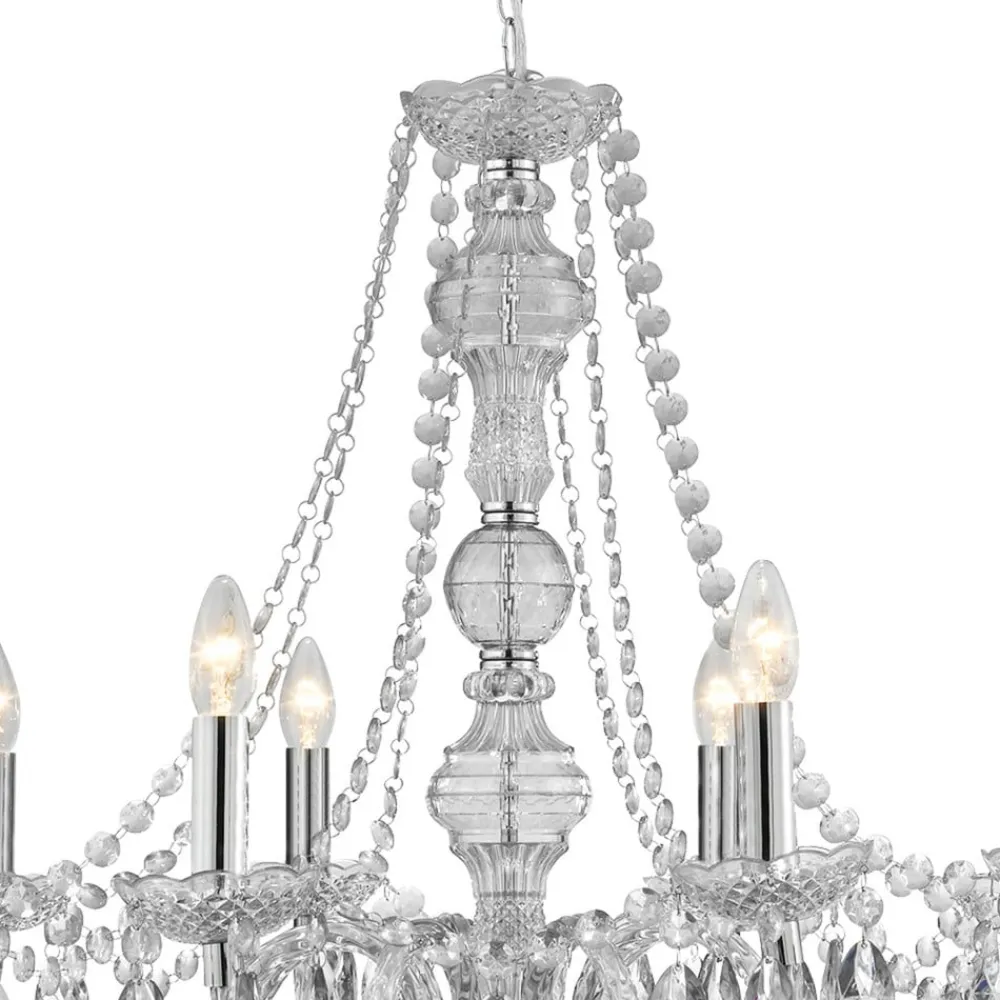 Searchlight Marie Therese lysekrone, krom, 8 lyskilder