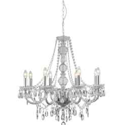 Searchlight Marie Therese lysekrone, krom, 8 lyskilder