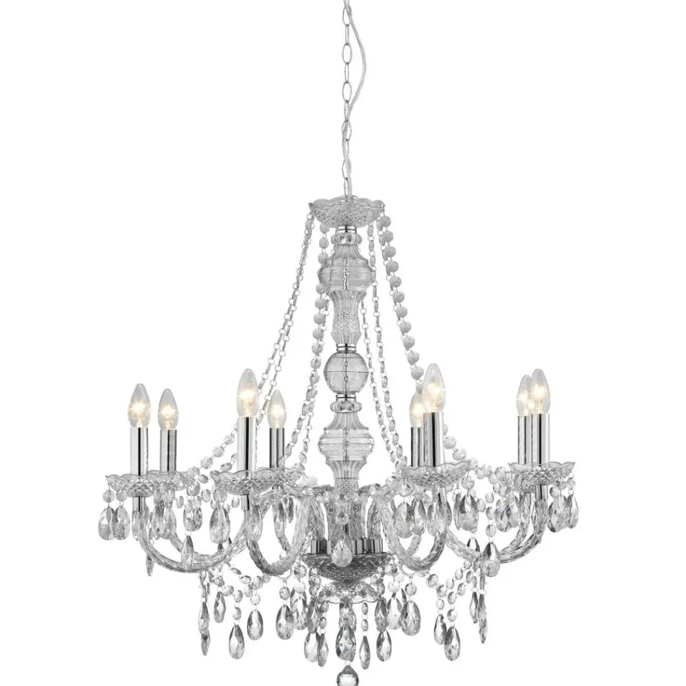 Searchlight Marie Therese lysekrone, krom, 8 lyskilder