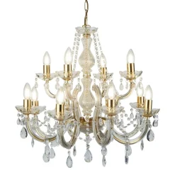 Searchlight MARIE THERESE lysekrone m. 12 pærer, messing