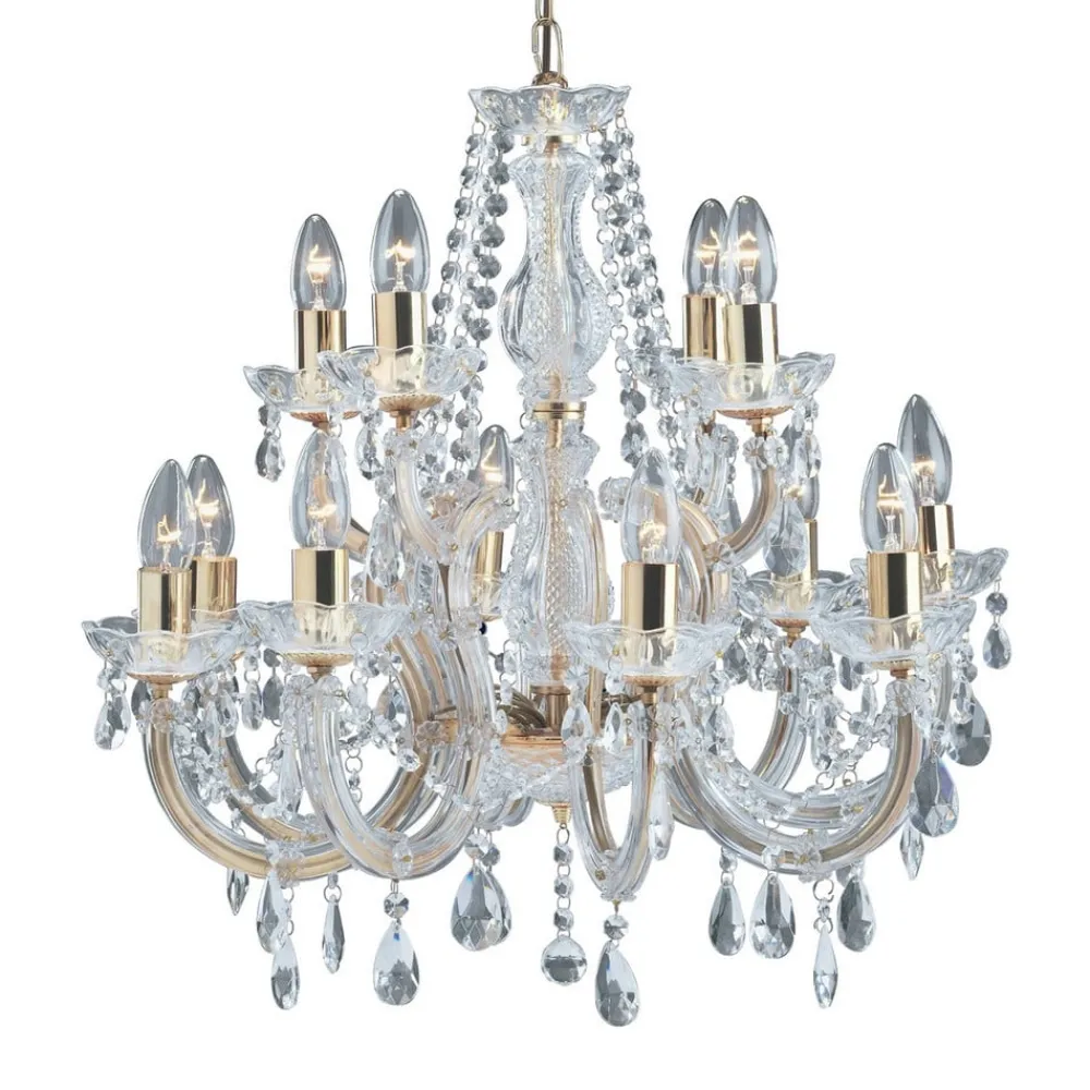 Searchlight MARIE THERESE lysekrone m. 12 pærer, messing