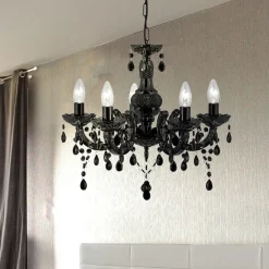 Searchlight Lysekroner|Pendellamper>Marie Therese lysekrone, sort, 5 lyskilder