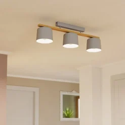 EGLO Loftlamper>Mariel 3-lys loftslampe lysegrå naturtræ