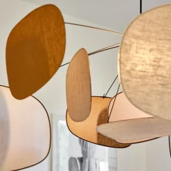 MARKET SET Hængelampe Screen 70's, Ø 110 cm, hør, farvet