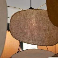 MARKET SET Hængelampe Screen 70's, Ø 110 cm, hør, farvet