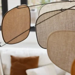 MARKET SET Hængelampe Screen 70's, Ø 110 cm, hør, farvet