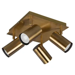 Trio Lighting Marley loftspot, antik messing, 4 lyskilder