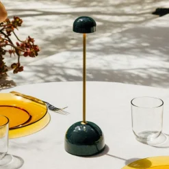 LED-batteridrevet bordlampe Sips, grøn/guld, 31 cm, stål^MARSET