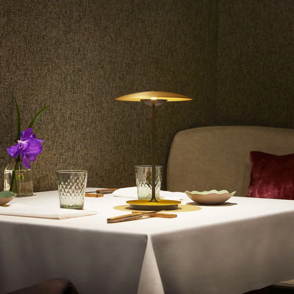 MARSET Bordlamper>LED-bordlampe Ginger, aluminium, messing, dæmpbar.