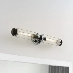 HINKLEY Masthead væglampe til badeværelset, krom, 2 lyskilder, højde 61 cm, IP44