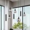 Mataro hængelampe, krom/sort, 118 cm, 8 lyskilder glas/metal^Trio Lighting Best