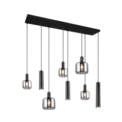 Mataro hængelampe, krom/sort, 118 cm, 8 lyskilder glas/metal^Trio Lighting Best