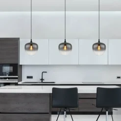 Globo Maxy hængelampe, Ø 29 cm, røgfarvet grå, glas