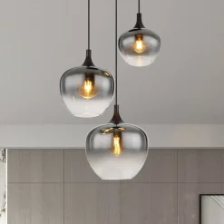 Maxy hængelampe, Ø 48 cm, røggrå, glas, 3 lyskilder.^Globo Outlet