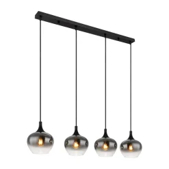 Globo Maxy hængelampe, længde 100 cm, røggrå, glas, 4 lyskilder.