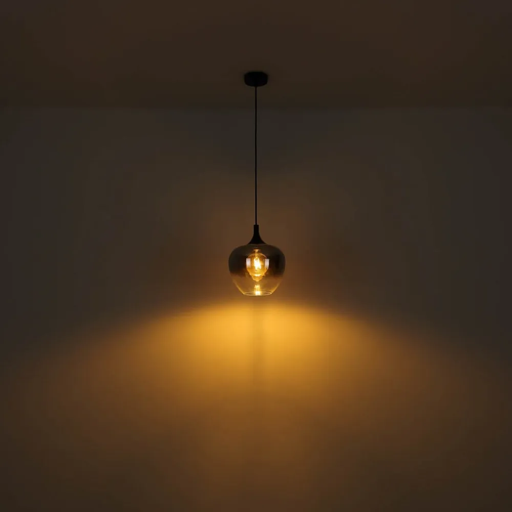 Globo Maxy hængelampe, længde 100 cm, røggrå, glas, 4 lyskilder.