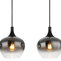 Globo Maxy hængelampe, længde 100 cm, røggrå, glas, 4 lyskilder.