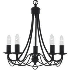 Searchlight Lysekroner>Maypole lysekrone, mat sort, 5 lyskilder