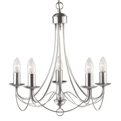 Searchlight Lysekroner>Maypole lysekrone, satineret sølv, 5 lyskilder