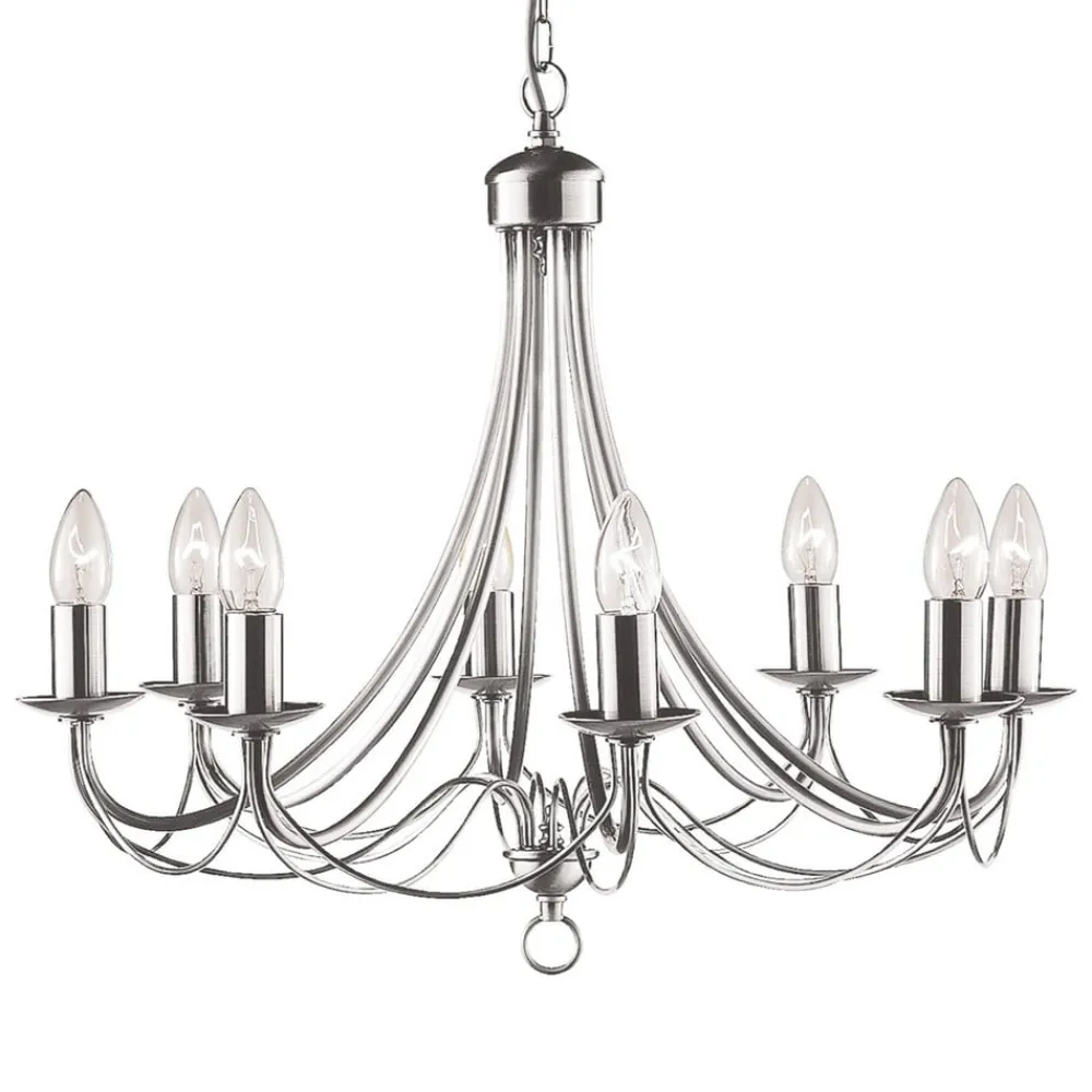 Searchlight Lysekroner>Maypole lysekrone, satineret sølv, 8 lyskilder