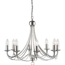 Searchlight Lysekroner>Maypole lysekrone, satineret sølv, 8 lyskilder