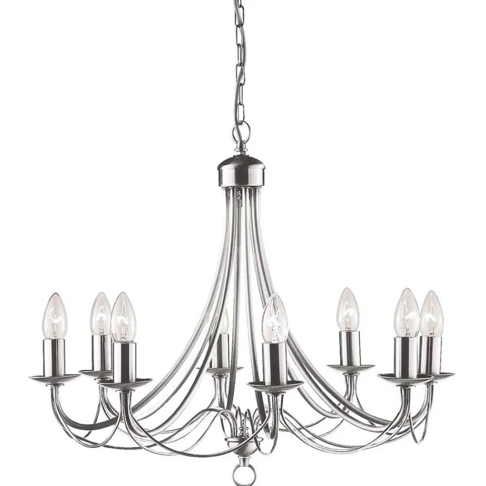 Searchlight Lysekroner>Maypole lysekrone, satineret sølv, 8 lyskilder