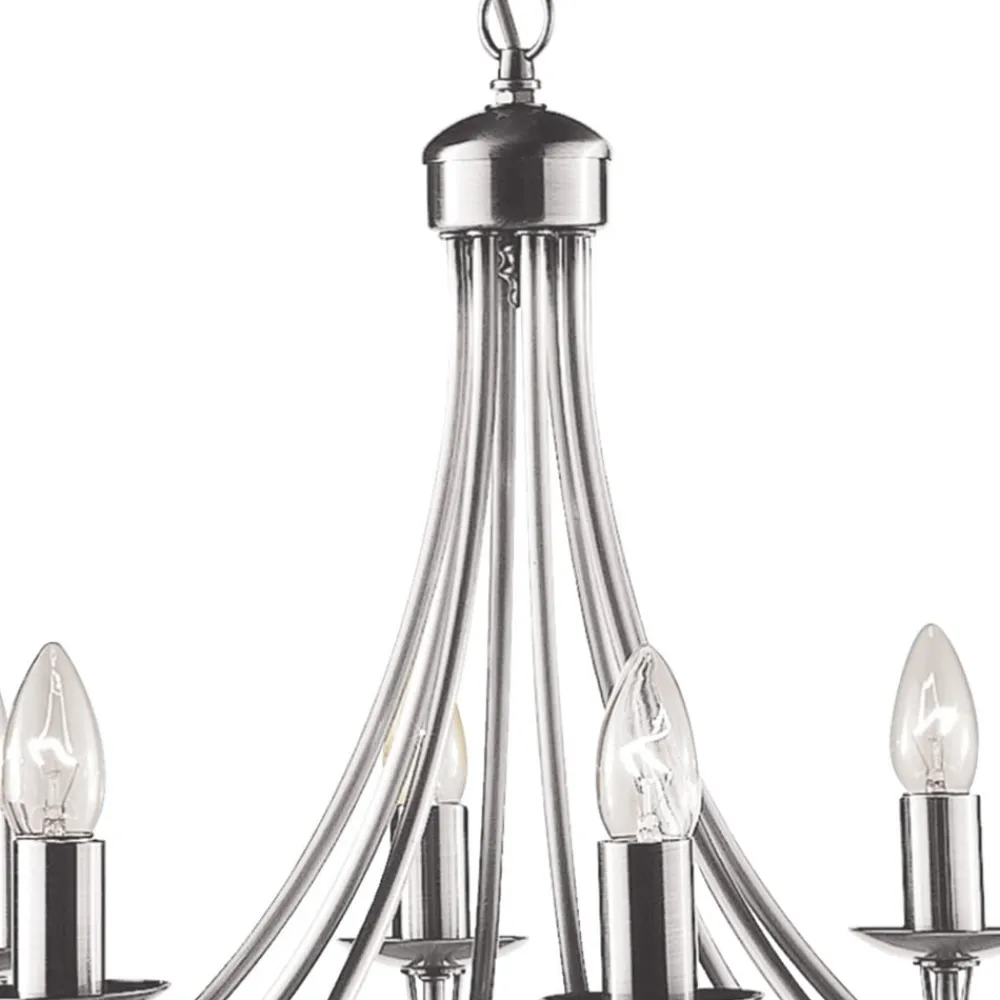 Searchlight Lysekroner>Maypole lysekrone, satineret sølv, 8 lyskilder