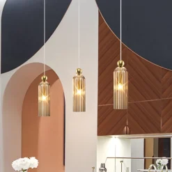 Maytoni Antic hængelampe, glasskærm i cognac