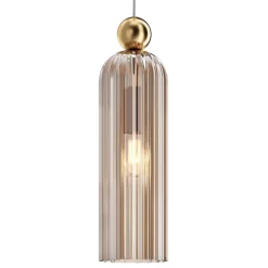 Maytoni Antic hængelampe, glasskærm i cognac