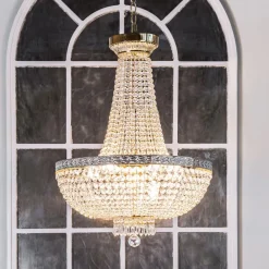 Maytoni Lysekroner>Bella lysekrone, guldfarvet, krystal, Ø 50 cm