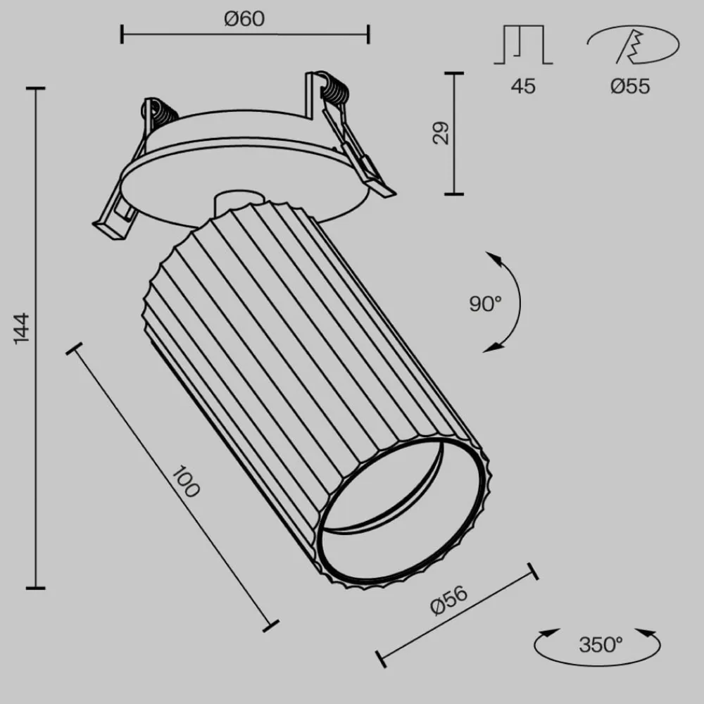 Maytoni Arbejdsrum/Kontor|Loftlamper>Calipso indbygningslampe, hvid, drejelig, GU10