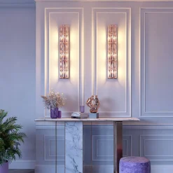 Maytoni Facet væglampe, højde 75,2 cm, guldfarvet, glas