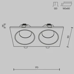 Maytoni forsænket loftlampe Zoom hvid 17 x 9 cm 2 lyskilder IP65