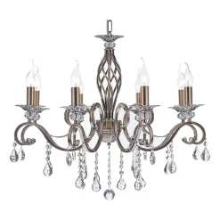 Maytoni Grace lysekrone, 8 lyskilder, messing/hvid