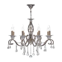 Maytoni Grace lysekrone, 8 lyskilder, messing/hvid