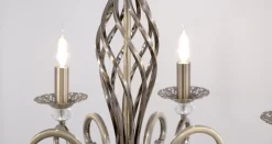 Grace lysekrone, 6 lyskilder, messing/hvid^Maytoni Best