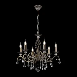 Grace lysekrone, 6 lyskilder, messing/hvid^Maytoni Best