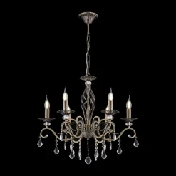 Grace lysekrone, 6 lyskilder, messing/hvid^Maytoni Best